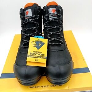 Herman Survivors groundbreaker  Steel Toe leather waterproof Work Boots 10 Black